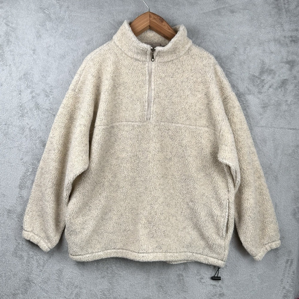 Most Wanted Fleece Sherpa 1/4 Zip Size XXL Cream Vintage 90s Warm‎ Heavyweight